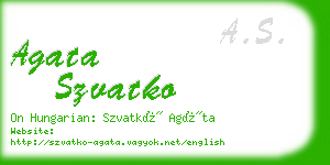 agata szvatko business card
